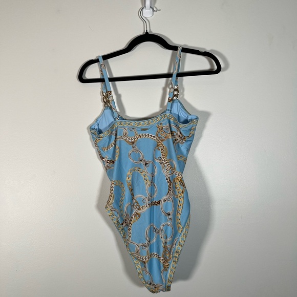 L'AGENCE Light Blue Chain Print Swimsuit - Picture 8 of 8